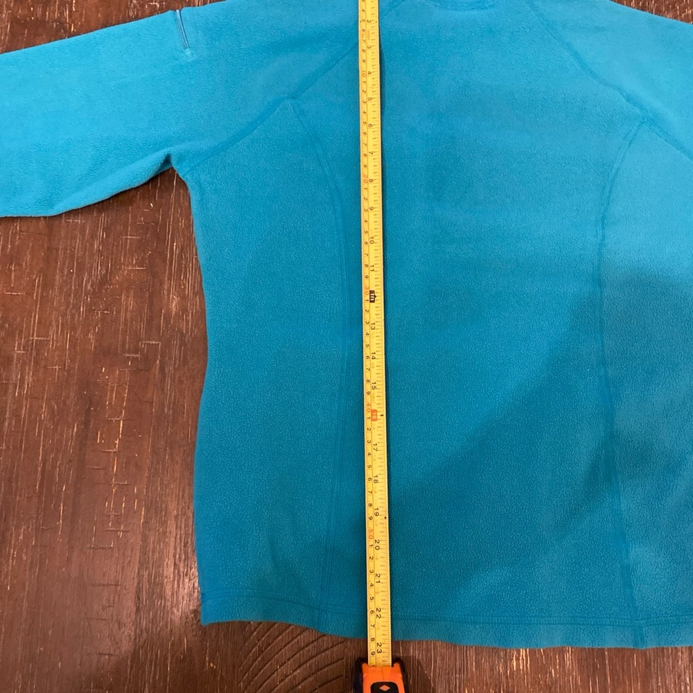 L. L. Bean Fleece Jacket Sz S Women's 1/4 Zip Pullover Shoulder Pocket Aqua Blue - Picture 9 of 12